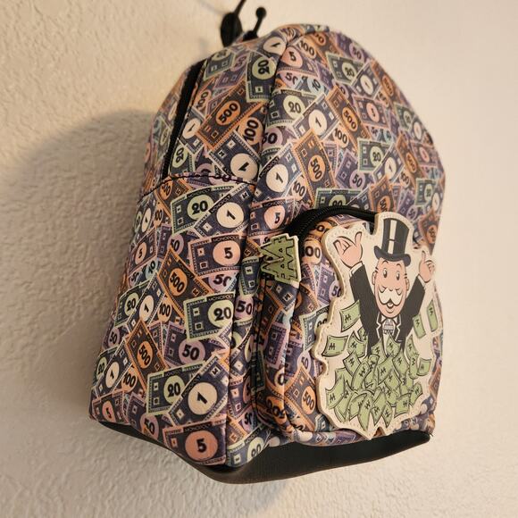 Hasbro Gaming Monopoly Money Mini Backpack Shoulder Bag‎ Casino Purse NWT - Picture 4 of 9